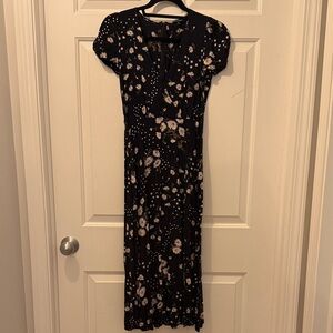 Madewell Black Floral Midi Dress